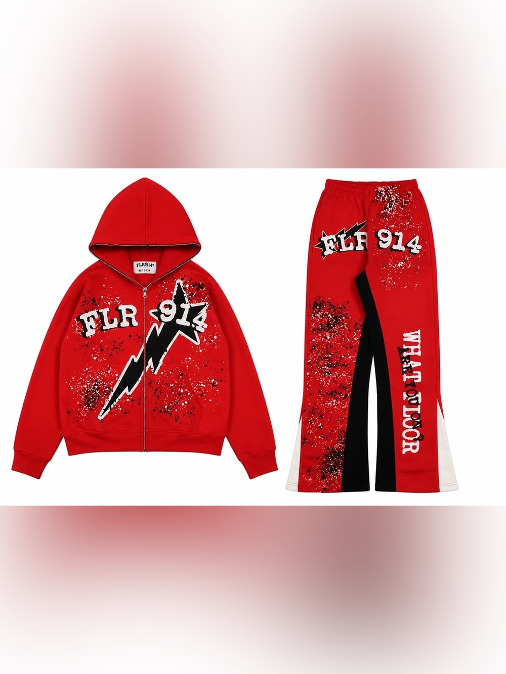 Unisex “FIRE” FLR 914 Graphic Zipup & Pants Set
